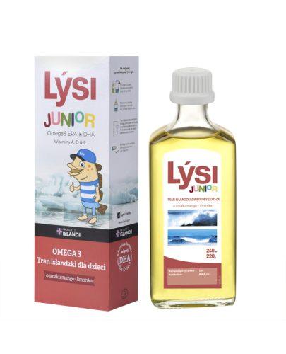 Lysi Junior Tran Islandzki dla dzieci o smaku mango-limonka, 240 ml