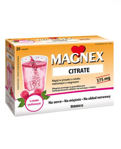 MAGNEX CITRATE Napój w proszku o smaku malinowym z magnezem - 20 sasz. Data ważności: 2019.06.30 - Apteka internetowa Melissa
