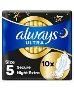  Always Ultra Secure Night Extra Podpaski na noc ze skrzydełkami, 10 szt., cena, opinie, właściwości