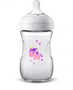 Avent Natural Butelka do karmienia ze smoczkiem z jednorożcem 1m+ SCF070/25 -260 ml