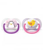 Avent Smoczek uspokajający Ultra Air Animals SCF080/06 Girl 0-6m  - 2 szt.