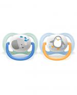 Avent Ultra Air Animals Smoczek uspokajający 0-6 m boy ELEP/PENG scf  080/05, 2 szt.
