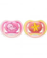 Avent Ultra Air Smoczek uspokajający 6-18 m girl AIR WHALE/STAR  scf 085/04, 2 szt.