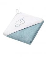 Babyono Okrycie kąpielowe frotte-ręcznik z kapturkiem niebieski 100 cm x 100 cm 142/09, 1 szt.