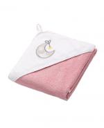 Babyono Okrycie kąpielowe frotte-ręcznik z kapturkiem różowy 76 cm x 76 cm 141/10, 1 szt.