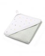 Babyono Okrycie kąpielowe frotte-ręcznik z kapturkiem zielony 100 cm x 100 cm 142/11, 1 szt.