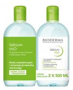BIODERMA SEBIUM H2O Antybakteryjny płyn micelarny do oczyszczania twarzy - 2 x 500 ml 