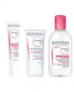 BIODERMA SENSIBIO EYE Kremowy żel pod oczy - 15 ml + SENSIBIO AR Krem aktywny do skóry z problemami naczynkowymi - 40 ml + SENSIBIO H2O Płyn micelarny do oczyszczania twarzy i zmywania makijażu - 250 ml