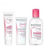 BIODERMA SENSIBIO LIGHT Krem łagodzący o lekkiej konsystencji do skóry wrażliwej - 40 ml + SENSIBIO AR BB CREAM Krem do skóry z problemami naczynkowymi - 40 ml + SENSIBIO H2O Płyn micelarny do oczyszczania twarzy i zmywania makijażu - 250 ml