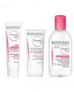 BIODERMA SENSIBIO LIGHT Krem łagodzący o lekkiej konsystencji do skóry wrażliwej - 40 ml + SENSIBIO AR Krem aktywny do skóry z problemami naczynkowymi - 40 ml + SENSIBIO H2O Płyn micelarny do oczyszczania twarzy i zmywania makijażu - 250 ml