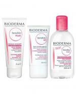 BIODERMA SENSIBIO MASK Maseczka o działaniu łagodząco-nawilżającym do skóry wrażliwej - 75 ml + SENSIBIO AR Krem aktywny do skóry z problemami naczynkowymi - 40 ml + SENSIBIO H2O Płyn micelarny do oczyszczania twarzy i zmywania makijażu - 250 ml