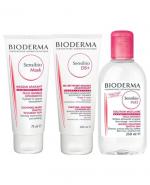BIODERMA SENSIBIO MASK Maseczka o działaniu łagodząco-nawilżającym do skóry wrażliwej - 75 ml + SENSIBIO DS+ GEL MOUSSANT Antybakteryjny żel oczyszczający - 200 ml + SENSIBIO H2O Płyn micelarny do oczyszczania twarzy i zmywania makijażu - 250 ml