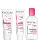 BIODERMA SENSIBIO MASK Maseczka o działaniu łagodząco-nawilżającym do skóry wrażliwej - 75 ml + SENSIBIO LIGHT Krem łagodzący o lekkiej konsystencji do skóry wrażliwej - 40 ml + SENSIBIO H2O Płyn micelarny do oczyszczania twarzy i zmywania makijażu - 250 