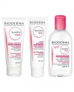BIODERMA SENSIBIO MASK Maseczka o działaniu łagodząco-nawilżającym do skóry wrażliwej - 75 ml+SENSIBIO RICH Krem łagodzący o bogatej konsystencji do skóry wrażliwej - 40 ml + SENSIBIO H2O Płyn micelarny do oczyszczania twarzy i zmywania makijażu - 250 ml