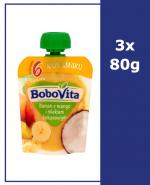 BOBOVITA MUS Banan z mango i mlekiem kokosowym po 6 m-cu - 3 x 80 g