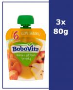 BOBOVITA MUS Morele z jabłkiem i gruszką po 6 m-cu - 3 x 80 g