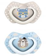 Canpol Babies Bonjour Paris Smoczek silikonowy symetryczny 6 -18 m 22/648, niebiesko - szary - 2 szt. 