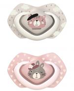 Canpol Babies Bonjour Paris Smoczek silikonowy symetryczny 6 -18 m 22/648, różowo - beżowy - 2 szt. 