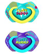 Canpol Babies Neon Love Smoczek silikonowy symetryczny 6 - 18 m 22/653, niebiesko - granatowy - 2 szt. 