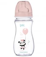 CANPOL BABIES Butelka szerokootworowa antykolkowa EasyStart 35/222, różowa - 300 ml