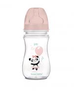 CANPOL BABIES Butelka szerokootworowa antykolkowa EasyStart różowa 35/221 - 240 ml