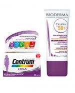 CENTRUM ONA - 30 tabl. + BIODERMA CICABIO SPF 50+ Krem łagodząco-odbudowujący - 30 ml