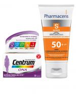 CENTRUM ONA - 30 tabl. + PHARMACERIS S Krem o szerokopasmowej ochronie SPF 50+, PPD 30, HEV, IR dla dorosłych i dzieci - 50 ml