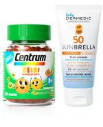 CENTRUM Żelki o smaku pomarańczowym - 30 szt. + Dermedic Sunbrella Baby Krem ochronny SPF 50 do twarzy od 1. miesiąca życia - 50 ml