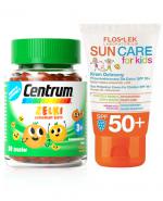 CENTRUM Żelki o smaku pomarańczowym - 30 szt. + FLOS-LEK FOR KIDS Krem ochronny przeciwsłoneczny dla dzieci SPF 50+ - 50 ml