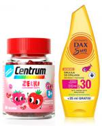 CENTRUM Żelki o smaku truskawkowo-malinowym - 30 szt + Dax Sun Emulsja do opalania dla dzieci i niemowląt SPF 30 - 175 ml