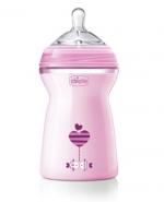 CHICCO NaturalFeeling Color - różowa butelka 6m+ - 330 ml