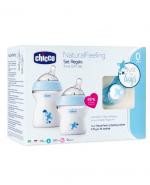 CHICCO NATURALFEELING ZESTAW 0m+ DLA CHŁOPCA Butelka antykolkowa + Butelka antykolkowa + Smoczek - 250 ml + 150 ml + 1 szt.