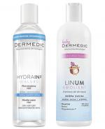 DERMEDIC BABY EMOLIENT LINUM Kremowy żel do mycia - 100 ml + DERMEDIC HYDRAIN 3 HIALURO Płyn micelarny H2O - 100 ml