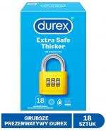  DUREX EXTRA SAFE Prezerwatywy grubsze z dodatkową ilością środka nawilżającego, 18 szt. - cena, opinie, właściwości