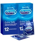 DUREX EXTRA SAFE Prezerwatywy grubsze z dodatkową ilością środka nawilżającego - 2 x 12 szt.