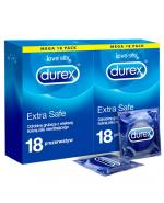 DUREX EXTRA SAFE Prezerwatywy grubsze z dodatkową ilością środka nawilżającego - 2 x 18 szt.