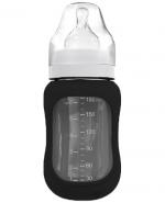 EcoViking Antykolkowa butelka szklana black z antykolkowym smoczkiem silikonowym 0 m+ - 180 ml 