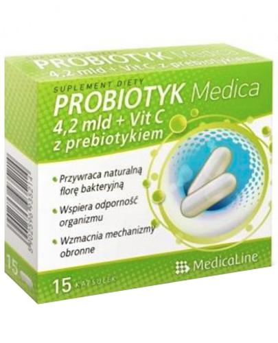  MEDICALINE Probiotyk + Vit C z prebiotykiem Medica - 15 kaps. - Apteka internetowa Melissa  
