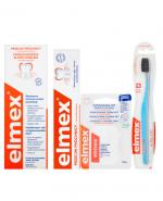   ELMEX Pasta do zębów - 75 ml + Ultra Soft Szczoteczka do zębów - 1 szt. + Płyn do płukania jamy ustnej przeciw próchnicy z aminofluorkiem - 400 ml + Nić dentystyczna woskowana - 50 m