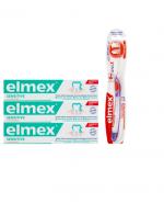   ELMEX SENSITIVE Pasta do zębów wrażliwych - 3 x 75 ml + ELMEX Szczoteczka do zębów przeciw próchnicy, miękka - 1 szt.