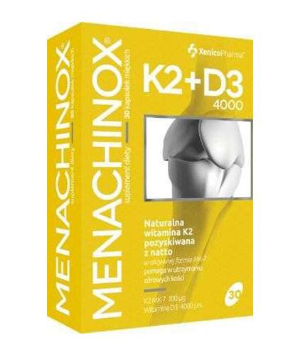 Menachinox K2 D3 4000 Jm 30 Kaps Dla Zdrowych I Mocnych Kości Zębów Oraz Mięśni