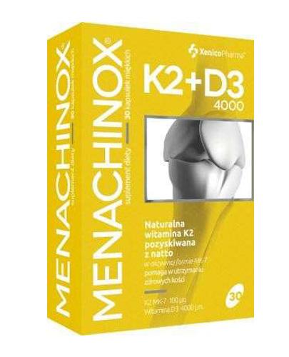           MENACHINOX K2 100 µg + D3 4000 j.m. - 30 kaps. Dla zdrowych i mocnych kości, zębów oraz mięśni. - Apteka internetowa Melissa  