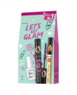 Eveline Zestaw Let's Get Glam Tusz do rzęs, 10 ml + Odżywka do rzęs, 10 ml + Odżywka do paznokci, 12 ml