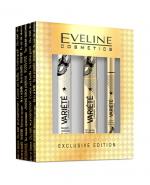 Eveline Zestaw Variete Tusz do rzęs pogrubiająco-wydłużający, 10 ml + Wodoodporny Eyeliner, 2 ml + Primer do rzęs, 10 ml