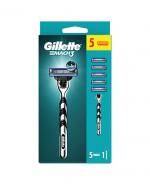  Gillette Mach3 Maszynka do golenia dla mężczyzn, 1 sztuka, 5 ostrzy wymiennych