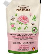 Green Pharmacy Kremowe mydło w płynie Róża piżmowa i bawełna zapas - 460 ml 