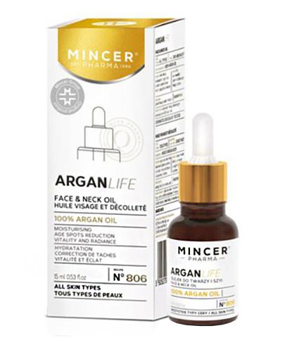  Mincer Pharma Argan Life N°806 Olejek do twarzy i szyi - 15 ml - cena, wskazania, właściwości - Apteka internetowa Melissa  