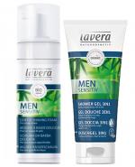 Lavera Naturkosmetik Men Sensitiv Zestaw Łagodna pianka do golenia - 150 ml + Szampon do włosów i ciała 3 w 1 - 200 ml
