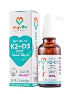  MYVITA Naturalna witamina K2 + D3 Forte 100 mcg + 2000 j.m. - 30 ml - cena, dawkowanie, opinie 