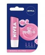 NIVEA 24h MELT-IN MOISTURE Soft Rose pielęgnująca pomadka do ust - 4,8 g